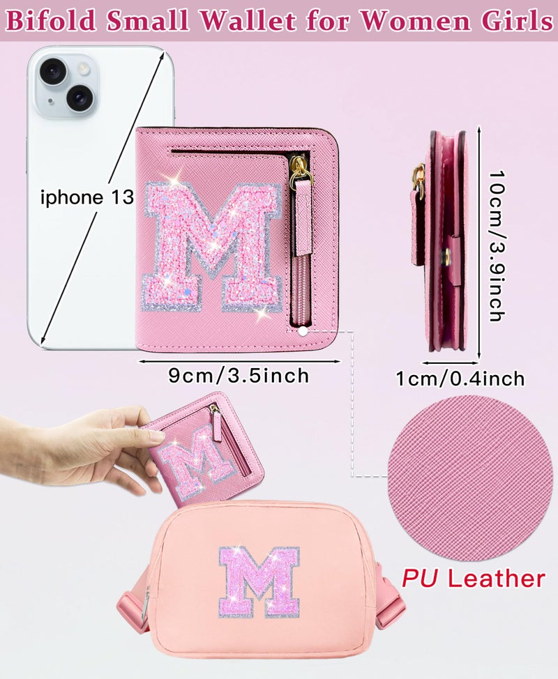 COSHAYSOO Initial Letter Wallet Small RFID Blocking Birthday Appreciation Christmas Valentines Gifts for Sister Teenager Girls Women Tween Preteen Preppy Trendy Cute Stuff Travel Essentials Pink M - Image 4